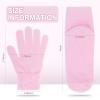 Jiuguva 4 Pairs Moisturizing Gloves Socks Set Gel Aloe Gloves Infused Lotion Gloves Heel Socks for Dry Cracked Feet Women Men (Blue, Pink) view 2