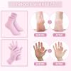 Jiuguva 4 Pairs Moisturizing Gloves Socks Set Gel Aloe Gloves Infused Lotion Gloves Heel Socks for Dry Cracked Feet Women Men (Blue, Pink) view 3