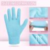 Jiuguva 4 Pairs Moisturizing Gloves Socks Set Gel Aloe Gloves Infused Lotion Gloves Heel Socks for Dry Cracked Feet Women Men (Blue, Pink) view 4