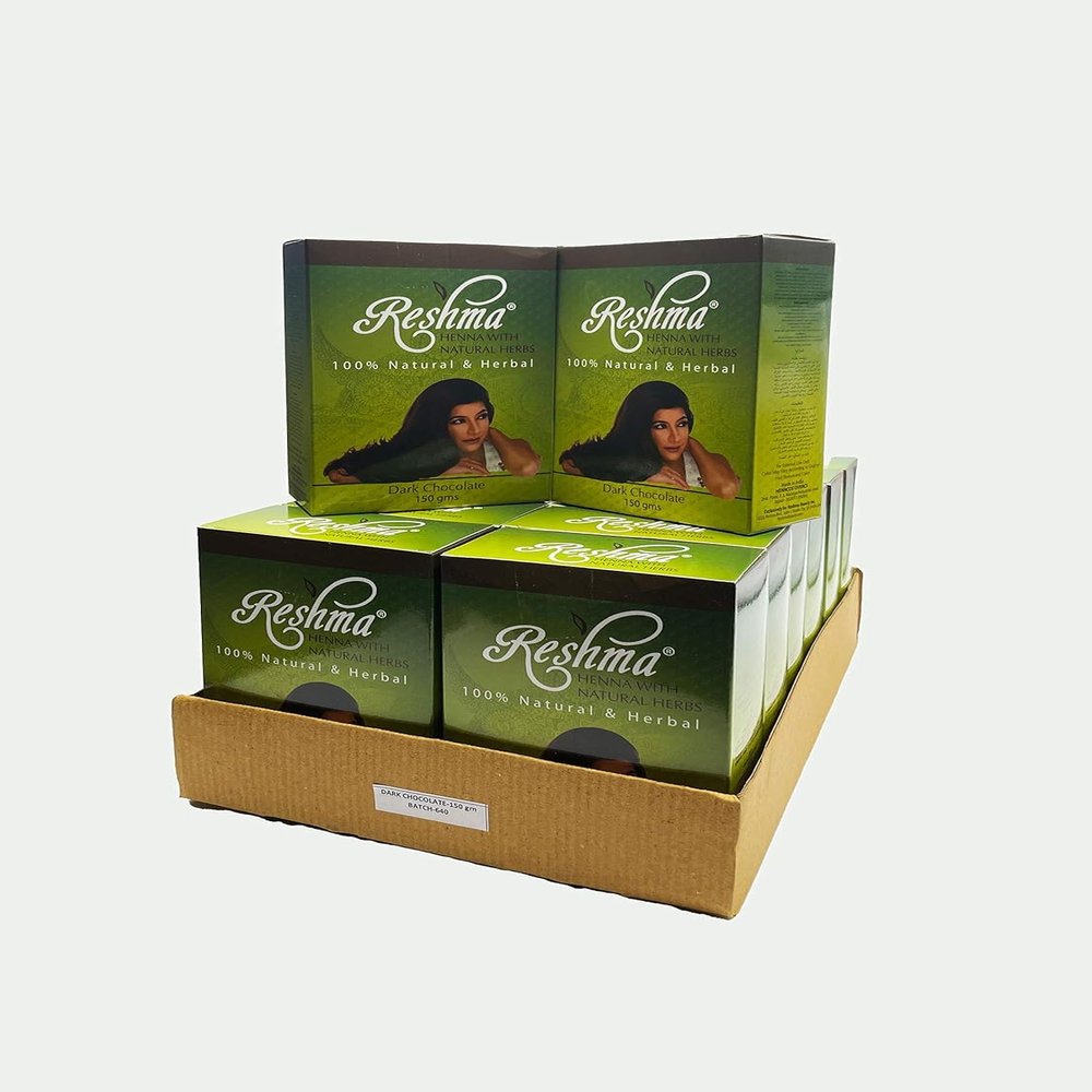 Reshma Beauty 100% Natural Organic Henna Powder for Hair with 6 Ayurvedic Herbs Indigo, Henna, Ratanjot Roots, Amla, Bhilawa Nuts, & Shikakai, Heena - 5.29 oz Each, Pack of 12 (Dark Chocolate)