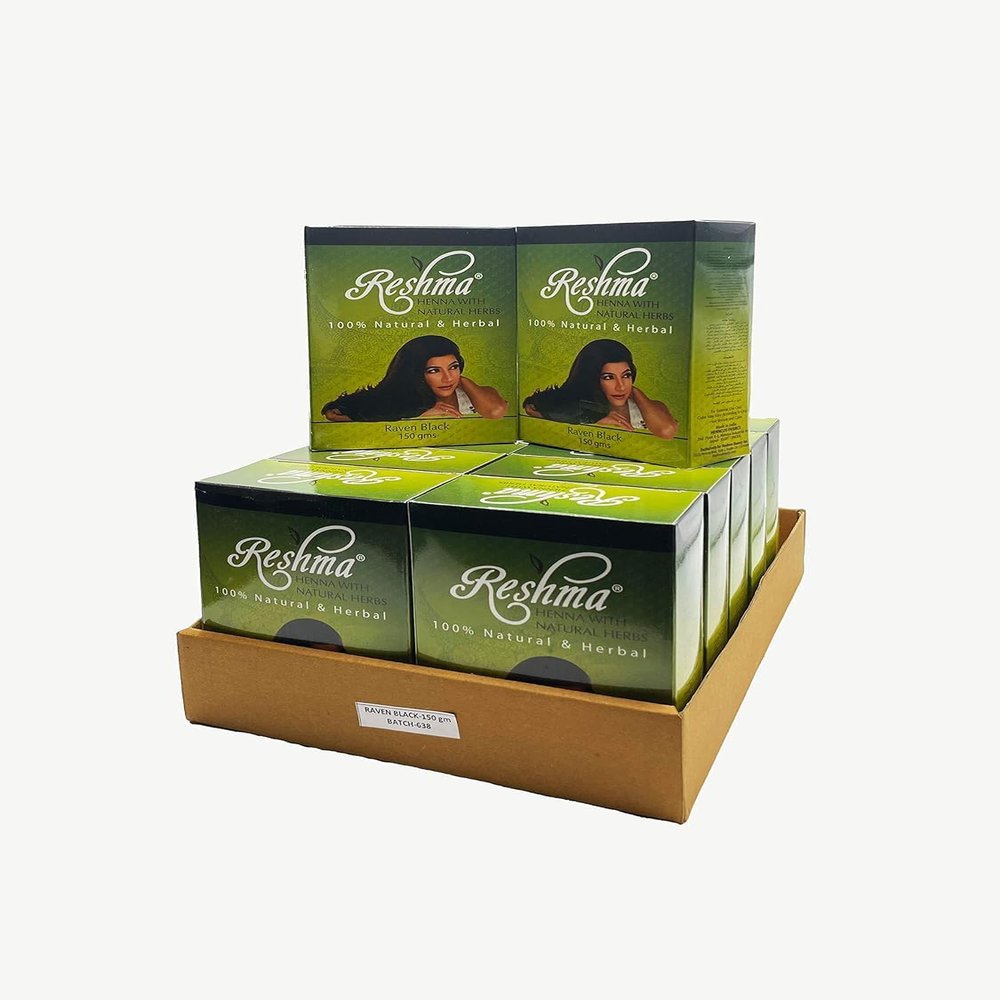 Reshma Beauty 100% Natural Organic Henna Powder for Hair with 7 Ayurvedic Herbs Indigo, Henna, Bhilawa Nuts, Hibiscus, Amla, Methi Seed & Shikakai Heena - 5.29 oz Each, Pack of 12 (Raven Black)