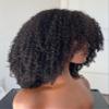 200 Density Afro Kinky Curly Scalp Base Top Full Machine Made Wig With Bangs Virgin Brazilian Short Kinky Curly Human Hair Wigs Natural Color 16 Inch view 3