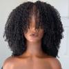 200 Density Afro Kinky Curly Scalp Base Top Full Machine Made Wig With Bangs Virgin Brazilian Short Kinky Curly Human Hair Wigs Natural Color 24 Inch view 1