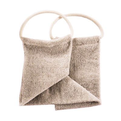 Loelle Hemp Exfoliating Mitt & Strap  Full Body Exfoliator Mitt and Back Scrubber Designed for Men, Reusable Dead Skin Remover, Made from Hemp, Linen & Cotton, Suitable for All Skin Types
