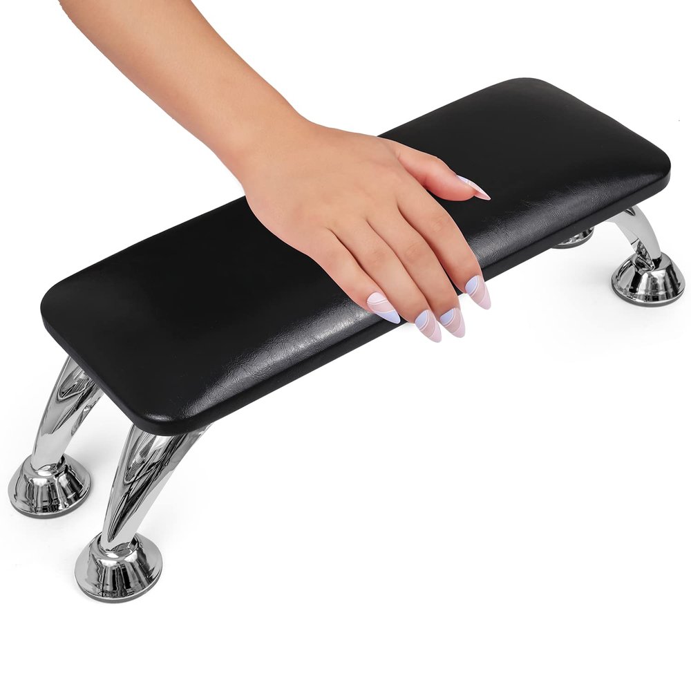 Merterfly Arm Rest for Nails Tech, Easy Clean Nail Arm Rest, Reduce Back Pain Hand Rest for Nails Tech, Sturdy Support Armrest for Nails Fits UV LED Nail Lamp Underneath, Salon & Home Use(Black)