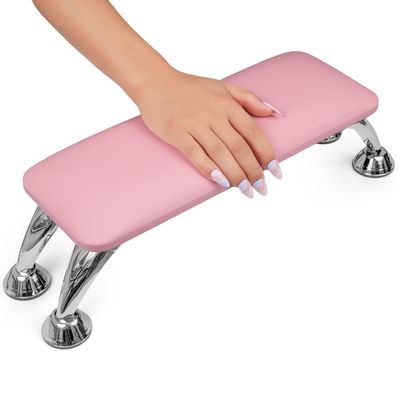 Arm Rest for Nails Tech, Easy Clean Nail Arm Rest, Reduce Back Pain Hand Rest for Nails Tech, Sturdy Support Armrest for Nails Fits UV LED Nail Lamp Underneath, Salon & Home Use (Pink)