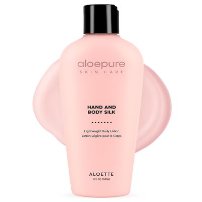 Aloette Hand & Body Silk Lotion - Lightweight & Gentle Moisturizer Body Lotion for Women & Men - Floral Scent Hydrating Skin Care with Aloe Vera Extract for Soft & Smooth Skin - 8 Fl Oz