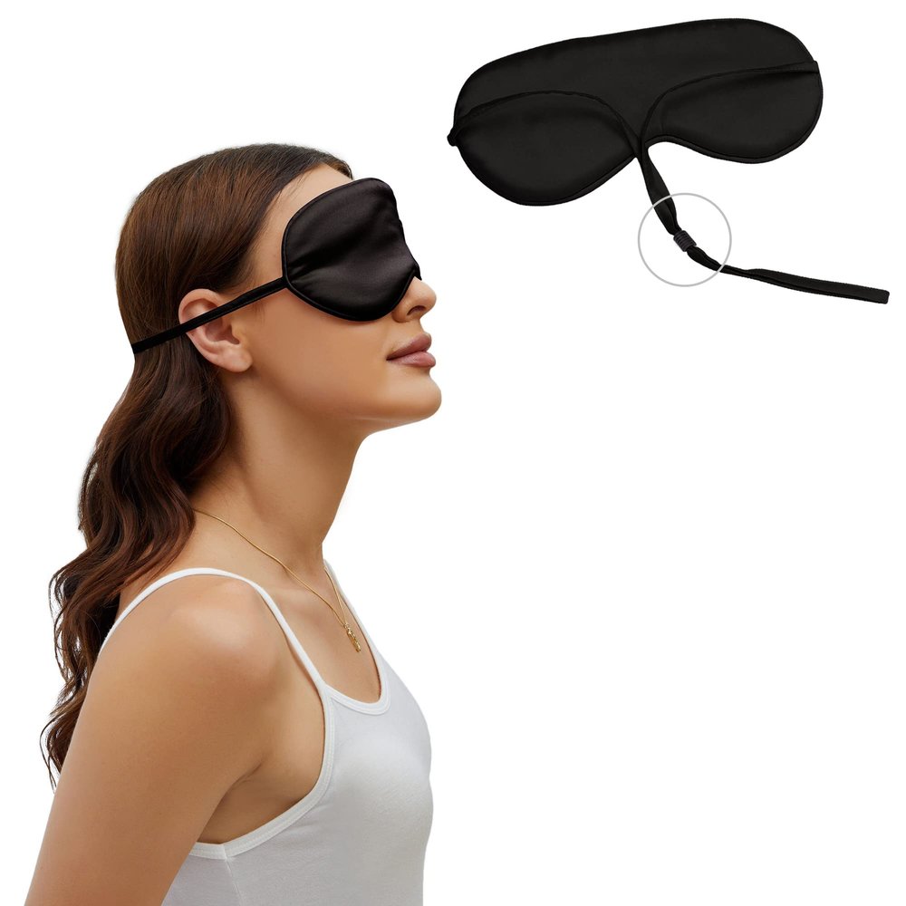 100% Mulberry Silk Sleep Mask SOUTH SILK Real Silk Eye Mask with Adjustable Silk Ribbon Lightweight Non-Tightening 1 Pack