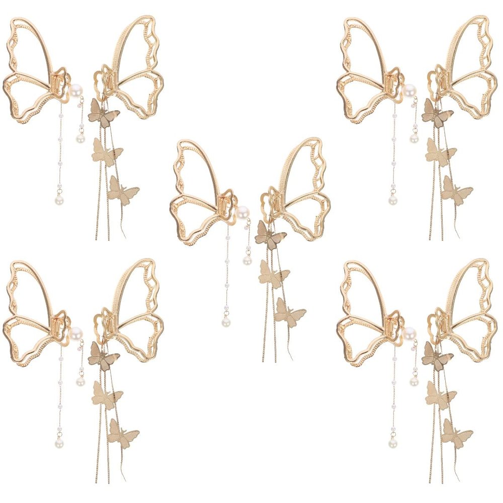 KALLORY 10pcs Butterflies Hair Clips Tassel Hair Clamps for Women for Everyday Wear and Special Occasions