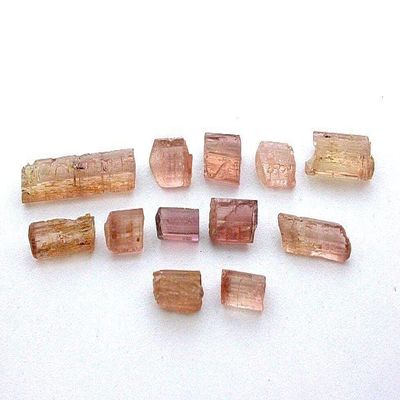 10.34 Gram Twelve Golden Peach Pumpkin Pink Crystal Gem Facet Tourmaline Rough