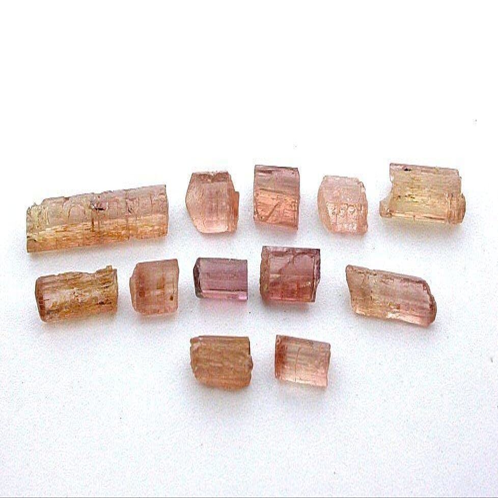 10.34 Gram Twelve Golden Peach Pumpkin Pink Crystal Gem Facet Tourmaline Rough