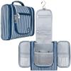 PAVILIA Toiletry Bag Travel Bag for Women Men, Hanging Cosmetic Organizer, Water Resistant Makeup Bag for Accessories Toiletries, Large Travel Essentials Kit (Stripe Navy) view 1