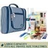 PAVILIA Toiletry Bag Travel Bag for Women Men, Hanging Cosmetic Organizer, Water Resistant Makeup Bag for Accessories Toiletries, Large Travel Essentials Kit (Stripe Navy) view 4