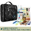 PAVILIA Toiletry Bag Travel Bag for Women Men, Hanging Cosmetic Organizer, Water Resistant Makeup Bag for Accessories Toiletries, Large Travel Essentials Kit (Black Chevron) view 4