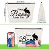 Bunny Lovers Gifts Makeup Bag Bunny Gifts for Women Rabbit Lover Animal Lover Presents for Bunnie Mom Cosmetic Bag Rabbit Presents for Girls Friends Sister Christmas Birthday Travel Cosmetic Pouch view 3