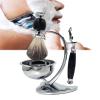 Magyfosia Shaving Kit for Men,Grooming Set with Wet Manual 3-Layer Triple Blade Cartridge Safety Razor,Badger Hair Brush,Heart Shape Stand Holder and Shaving Soap Bowl,Birthday Christmas Gift Set view 2