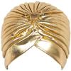 Vintage Polyester Turban Hat, Pleated Head Wrap Headband Cross Twist Chemo Turban Headwear Arab Hair Wrap Gold view 1