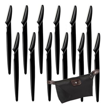 Eyebrow Razor for Women, 12 Pcs Face Razor Multipurpose Exfoliating Tool, Eyebrow Shaper For Women and Man With Precision Cover and Bag, NIOUK (BLACK)