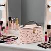 AmBealla Make up Bag Large Travel Cosmetic Bags Organizer with Brush Holder for Girl, Lightweight Cotton Toiletry Bag with Zipper for Women, Portable Makeup Case for Airplane/Home/Gym - Pink view 2