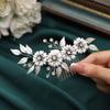 Easedaily Bride Wedding Hair Comb Silver Flower Leaf Bridal Hair Piece Crystal Hair Accessories for Women and Girls view 2