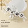 Easedaily Bride Wedding Hair Comb Silver Flower Leaf Bridal Hair Piece Crystal Hair Accessories for Women and Girls view 4