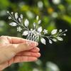 Easedaily Leaf Bride Wedding Hair Comb Silver Crystal Bridal Hair Piece Rhinestone Hair Accessories for Women and Girls view 2
