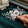 Easedaily Flower Bride Wedding Hair Comb Silver Rhinestone Leaf Bridal Hair Piece Hair Accessories for Women and Girls view 1