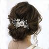 Easedaily Flower Bride Wedding Hair Comb Silver Rhinestone Leaf Bridal Hair Piece Hair Accessories for Women and Girls view 2