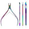 Cuticle Trimmer with Cuticle Pusher, SoHai Cuticle Remover Cutter Nipper and Triangle Cuticle Nail Pusher Peeler Scraper, Durable Dead Skin Clipper Manicure Pedicure Tools (Colorful) view 1