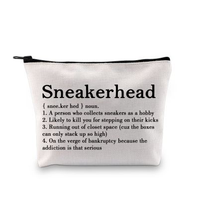 G2TUP Shoes Lover Gift Sneakerhead Definition Makeup Bag Snkr Fan Cosmetic Bag Sneaker Gift Shoes Fan Zipper Travel Pouch (Sneakerhead Definition White Bag)