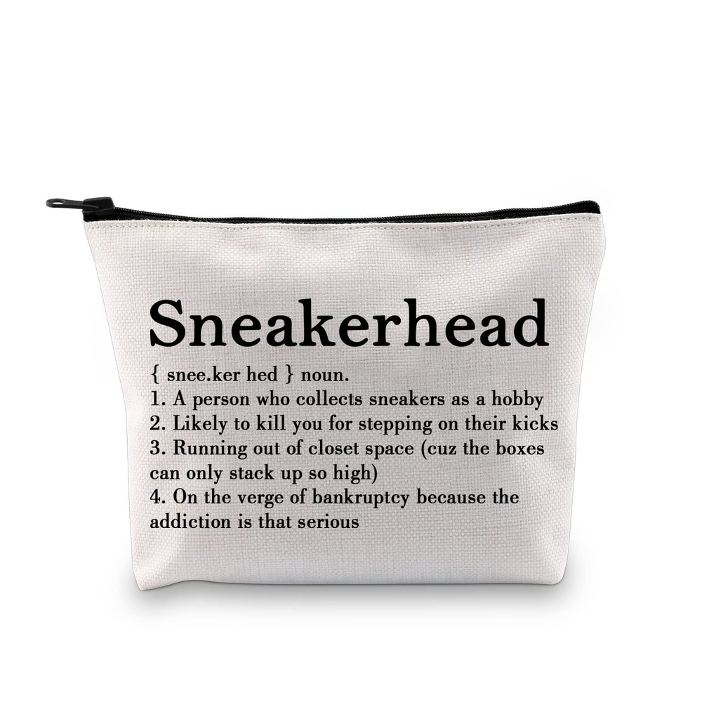 G2TUP Shoes Lover Gift Sneakerhead Definition Makeup Bag Snkr Fan Cosmetic Bag Sneaker Gift Shoes Fan Zipper Travel Pouch (Sneakerhead Definition White Bag)