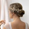 inSowni 5 Pack Gold Pearls Leaf Hair Pins Wedding Bridal Alligator Leaves Hair Clips Barrettes Decorative Bobby Pins Bride Bridesmaids Prom Formal Headpieces Bun Updo Hair Accessories for Women Girls view 3