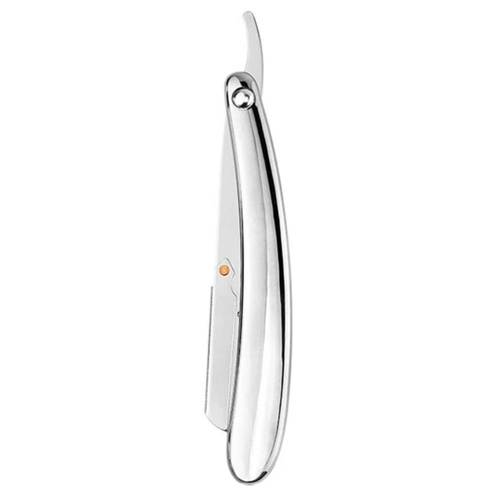 Manual Razor Folding Handle Barber Shaving Tool Hair Trimmer Beard Shaping Tool (No Shaving Slice) Men Shaver Tool Supplies Accessories for Line-Ups & Hair Detailing Precision (Silver)