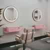 BarberPub Beauty Locking Wall Mount Styling Station, Barber Salon Station with Hair Dryer Holders, Spa Storage Floating Equipment with 2 Drawers 5012 (Pink) view 3