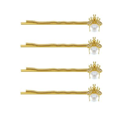 4 Pcs Bee Hair Pins Pearl Hair Side Clips Metal Bobby Pins Hairpins Hair Clips Barrettes