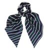 5 Pcs Chiffon Bowknot Hair Scrunchies Stripe Patterns Scarf Hair Ties 2 in 1 Ponytail Holder with Bows Hair Scrunchy Ropes view 4