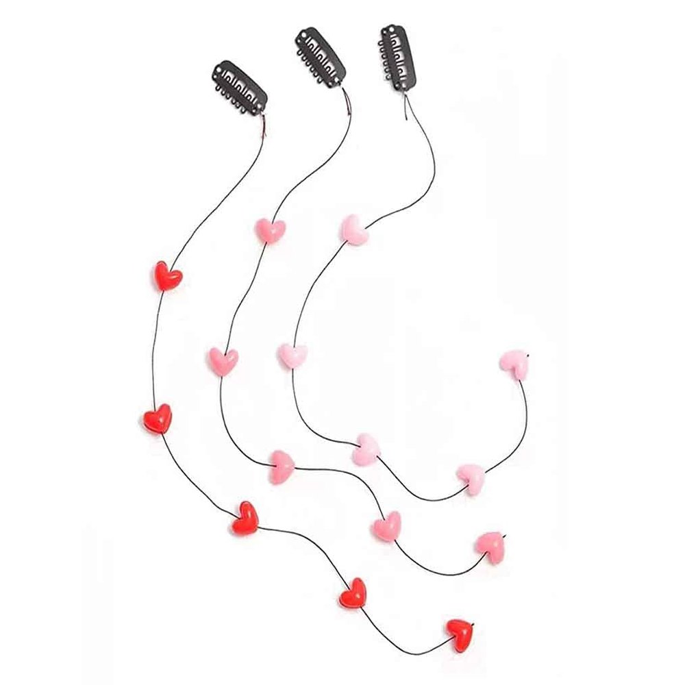 3 Pcs Acrylic Love Heart Bead Streamline Hair Clips Hair Pins Hair Side Combs Hairpins