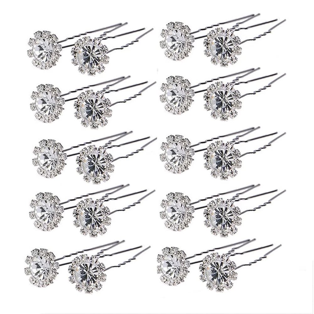 20 Pcs Women Headwear Wedding Bridal Rhinestone Crystal Hair Pins Clips
