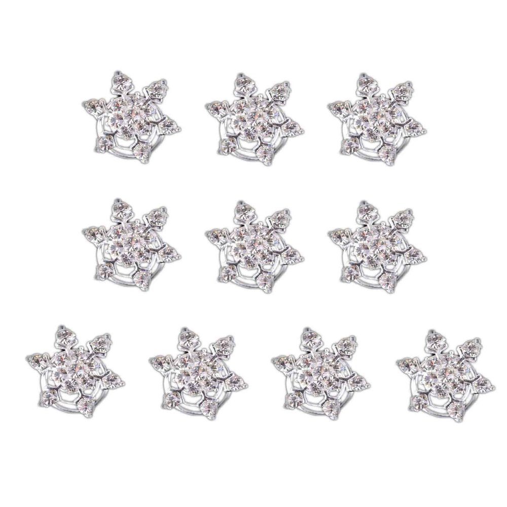10 Pcs Crystal Snowflake Bridal Hair Twists Coils Hair Clips Pins Spin Hair Wedding Bridal Gem Rhinestone Metal Spiral Twist Bun Hair Pins