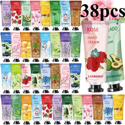 38 Pack Hand Cream Gifts Set,Mothers Day Gifts,Thank You Gifts,Nurses Week Gifts,Bridesmaid Gifts,Gifts for Women,Natural Plant Fragrance Hand Lotion Travel Size Mini Hand Cream for Dry Cracked Hands