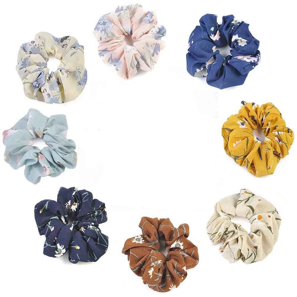8 Pcs Chiffon Floral Hair Ties Ropes Ponytail Holder Hair Scrunchies Hair Hair Scrunchy Vintage Elastic Hair Bands Ties