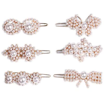 6 Pcs Bowknot Pearl Hair Clips Butterfly Bobby Pins Hair Barrette Clip Side Clamp Hair Pin