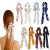 8 Pcs Chiffon Bowknot Hair Scrunchies Floral Scrunchy Ponytail Holder Scarf Hair Ties with Bows Flower Pattern Hair Scrunchy Ropes view 2