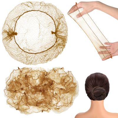 Jexine 400 Pcs Hair Nets for Women Light Brown Hair Nets for Food Service Workers Invisible Elastic Edge Mesh 20 Inches for Sleeping Ballet Dance