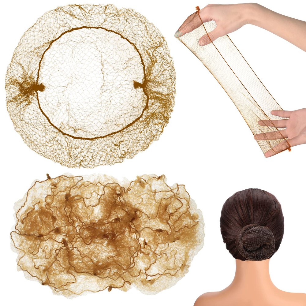 Jexine 400 Pcs Hair Nets for Women Light Brown Hair Nets for Food Service Workers Invisible Elastic Edge Mesh 20 Inches for Sleeping Ballet Dance