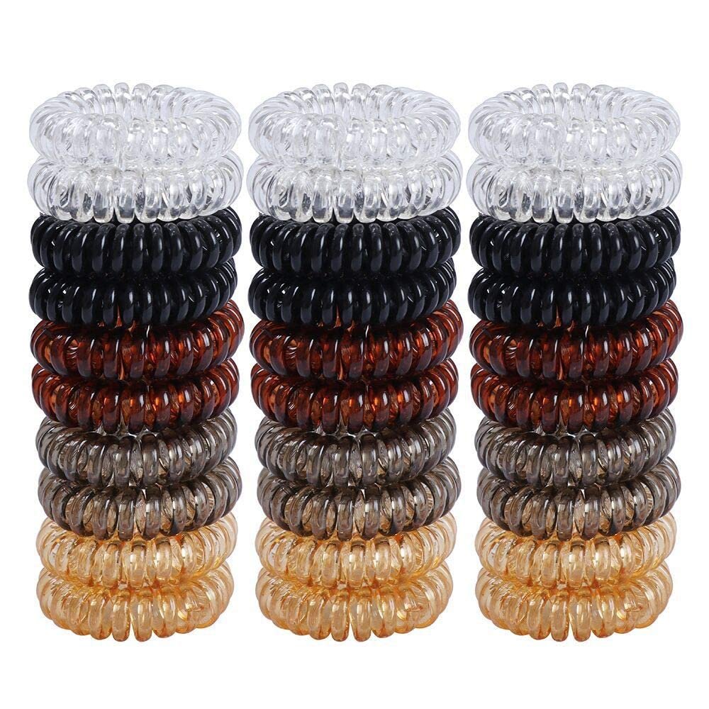 30 Pcs No Crease Hair Ties Phone Cord Hair Ties Spiral Hair Ties Hair Coils Spiral Telephone Hair Ties Coil Ponytail Holder Elastic Coil Hair Ties