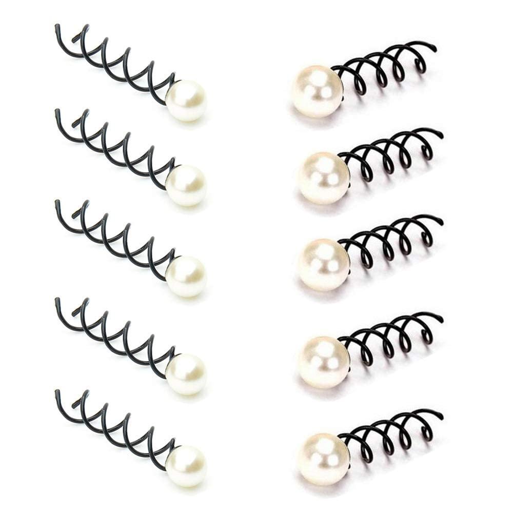 10 Pcs Pearl Spiral Hair Pins Wedding Bridal Swirl Hair Twists Coils Hair Clips Metal Spiral Twist Hairpins