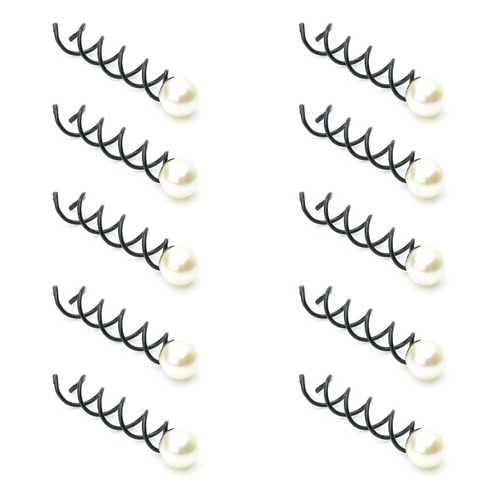 10 Pcs Pearl Spiral Hair Pins Wedding Bridal Swirl Hair Twists Coils Hair Clips Metal Spiral Twist Hairpins