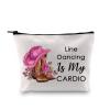 G2TUP Line Dance Lover Gift Line Dance Is My Cardio Makeup Bag Western Country Music Dancing Dancer Cosmetic Bag Country Music Lover Gift Zipper Travel Bag (Line Dance Is My Cardio White Bag) view 1