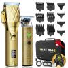 FADEKING Professional Hair Clippers & Beard Trimmer Set for Men  Cordless Barber Clippers with LCD Display, Precision Trimmer & Travel Case  Gifts for Men Husband Father (Gold + Bronze) view 1